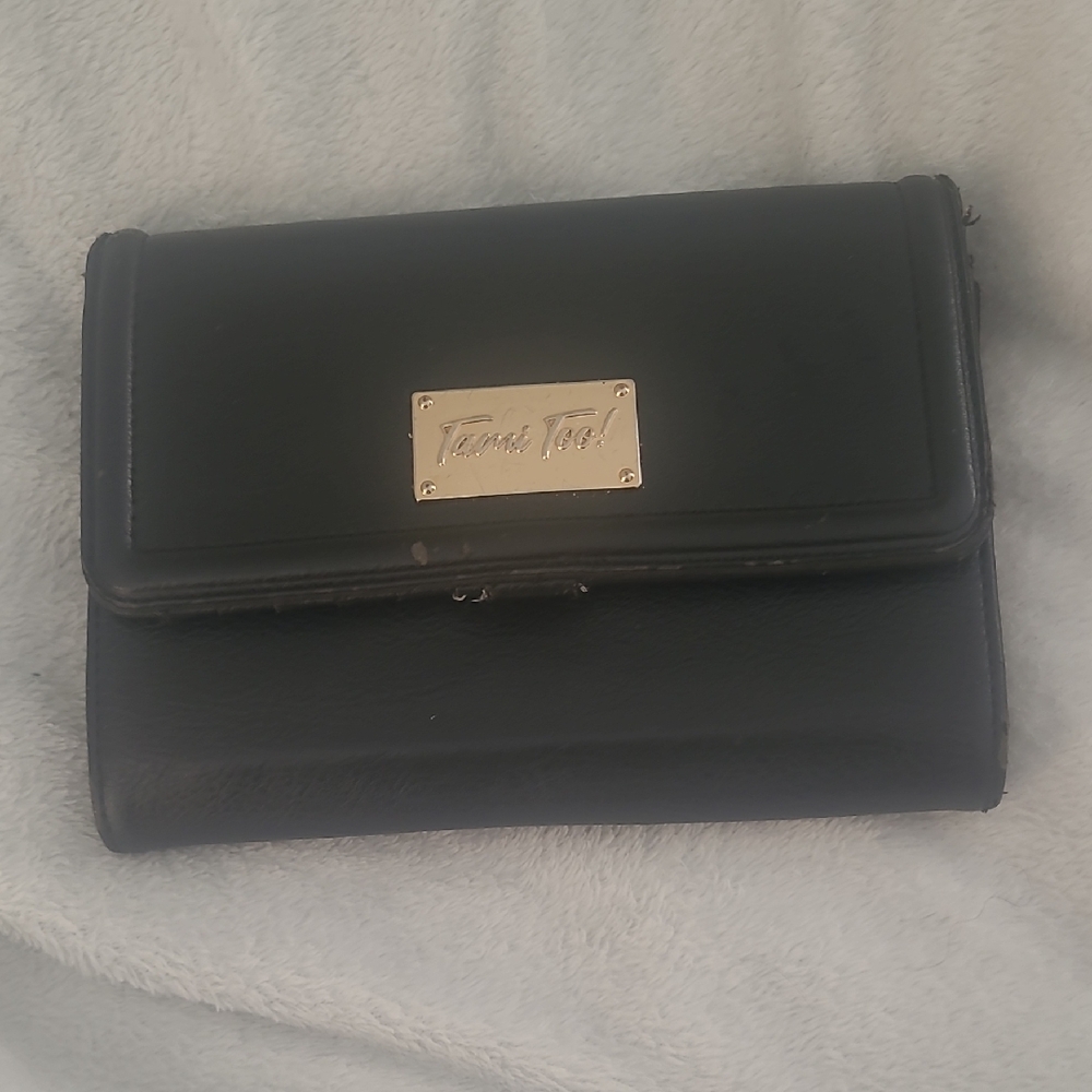 Black Leather Wallet with Gold Accent